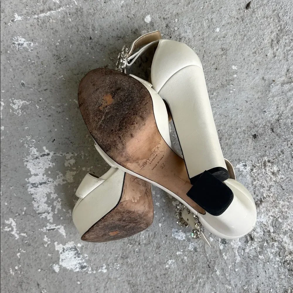Jimmy Choo Mionne 120 Latte Leather platforms